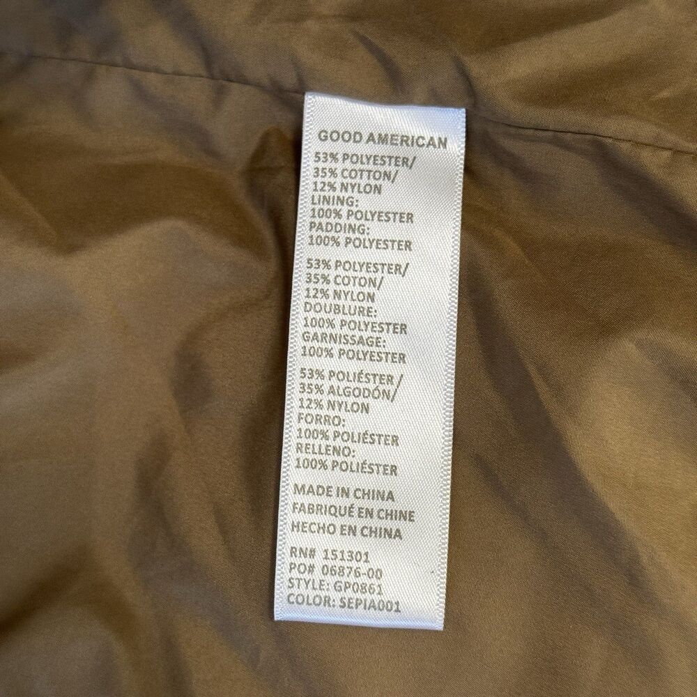 Good American sherpa puffer jacket mix cocoon sepia Brown women Sz 1/M gorpcore - Picture 8 of 11